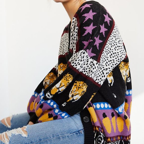 Anthropologie Sweaters - 🆕 Anthro Farm Rio Feline Colorblocked Cardigan